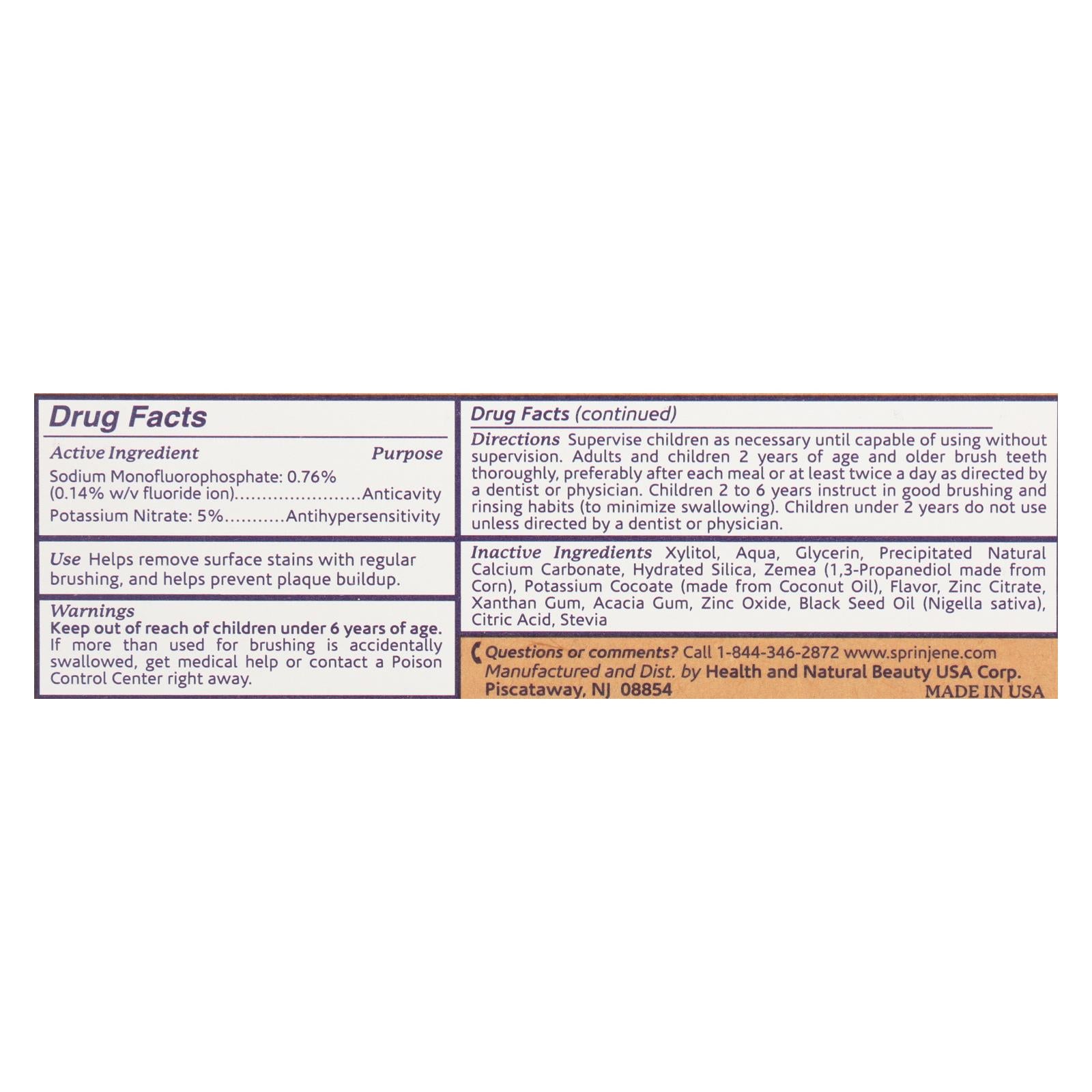 Sprinjene Natural Toothpaste - Sensative - Flouride - 3.5 Oz - Eco-Friendly Home & Grocery