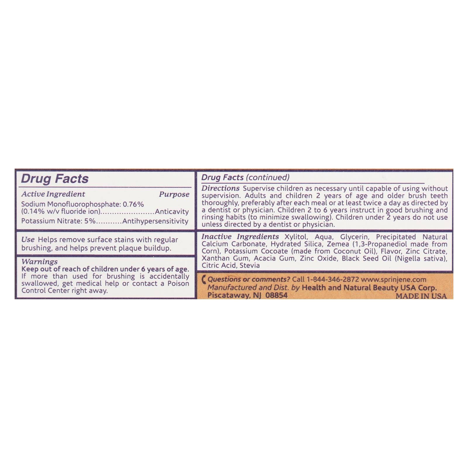 Sprinjene Natural Toothpaste - Sensative - Flouride - 3.5 Oz - Eco-Friendly Home & Grocery