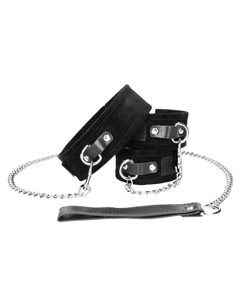 Shots Ouch Black & White Velcro Collar W/leash & Hand Cuffs - Black - GreatEagleInc