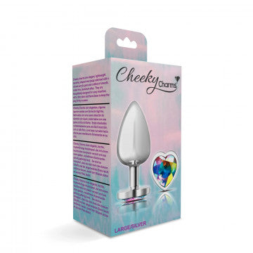 Cheeky Charms Heart Clear Iridescent Silver Plug - GreatEagleInc