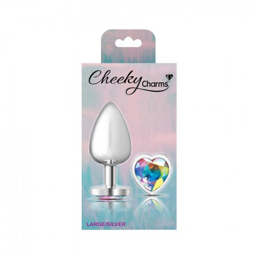 Cheeky Charms Heart Clear Iridescent Silver Plug - GreatEagleInc
