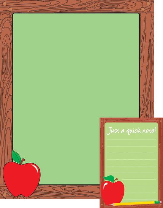 Notes and quotes writing set with apple-themed notepad, lined pages, and yellow pencil