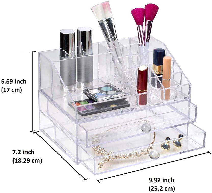 Clear Makeup Organizers - 19 Slots and 2 Drawers - 1 / The Hartfo Beaded Placemats - Home Decor