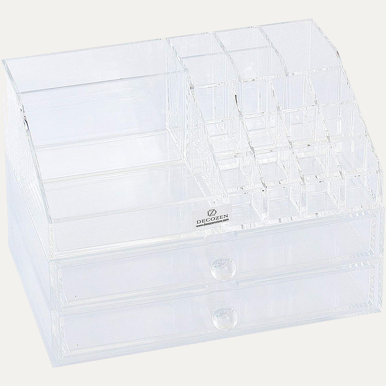 Clear Makeup Organizers - 19 Slots and 2 Drawers - 1 / The Hartfo Beaded Placemats - Home Decor