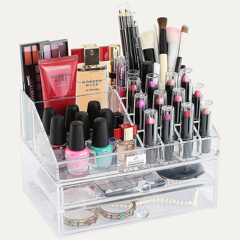 Clear Makeup Organizers - 19 Slots and 2 Drawers - 1 / The Hartfo Beaded Placemats - Home Decor
