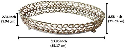 Oval glass serving tray with gold chain-link rim and ring accents, 13.85 x 8.58 in.