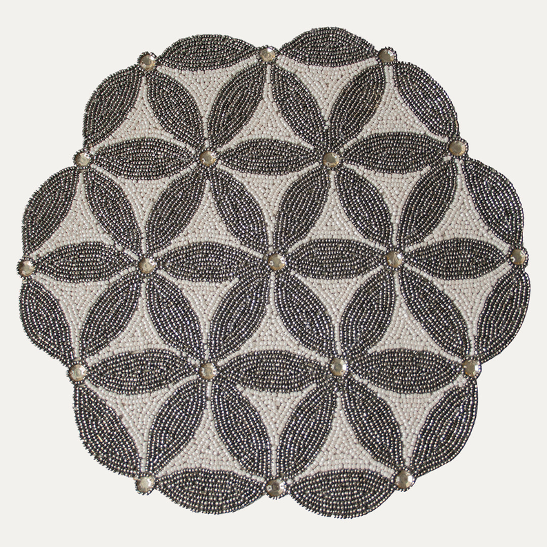 Elegant Beaded Placemats - Set of 2 / Naughton - Home Decor