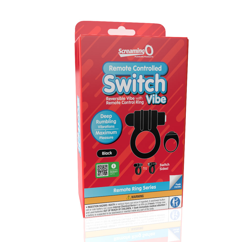 Screaming O Remote Controlled Switch Vibrating  Ring - Black - GreatEagleInc