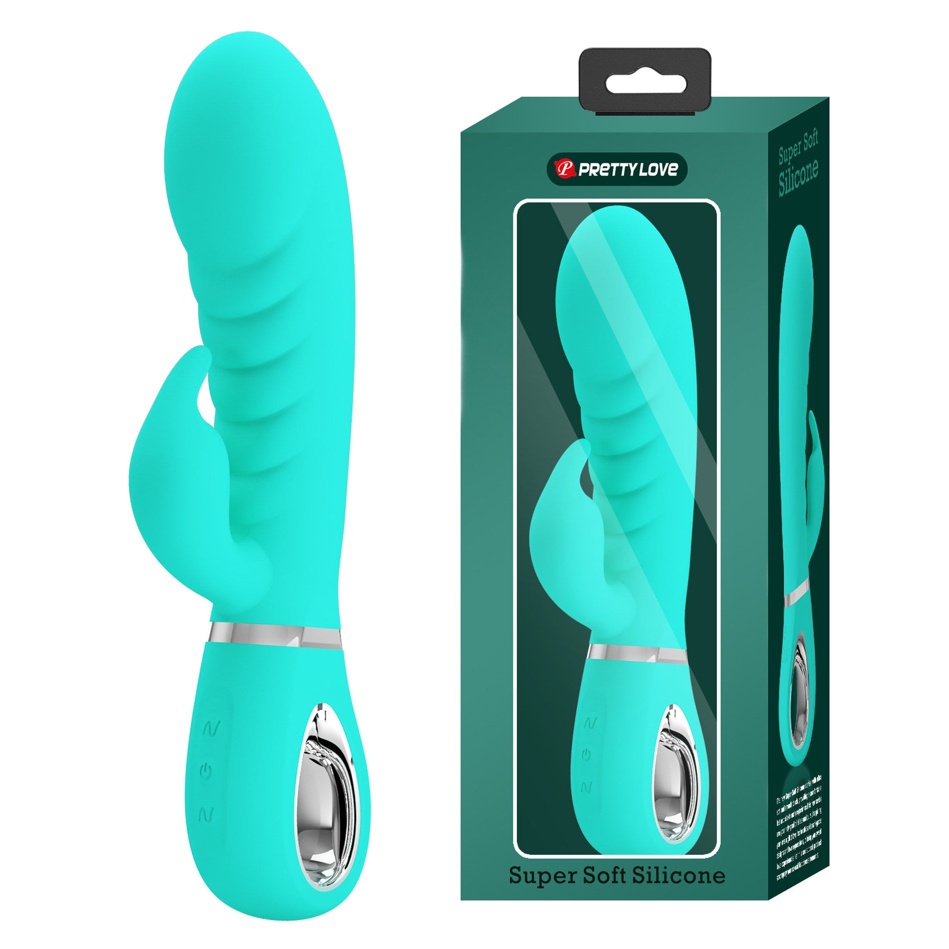 Prescott Super Soft Rabbit Silicone Vibrator -  Teal - GreatEagleInc