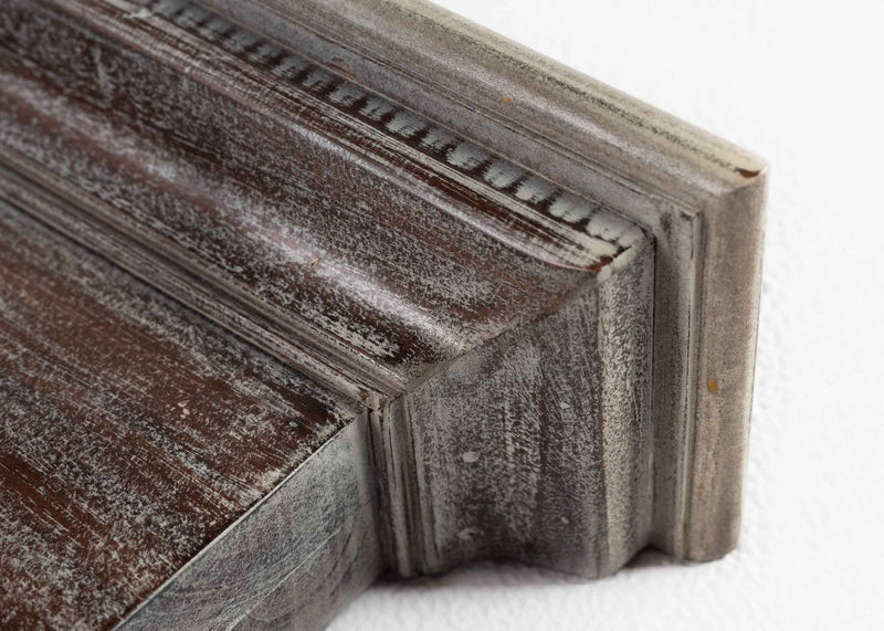 28" Brown Solid Wood Four Hook Wall Mount Coat Rack