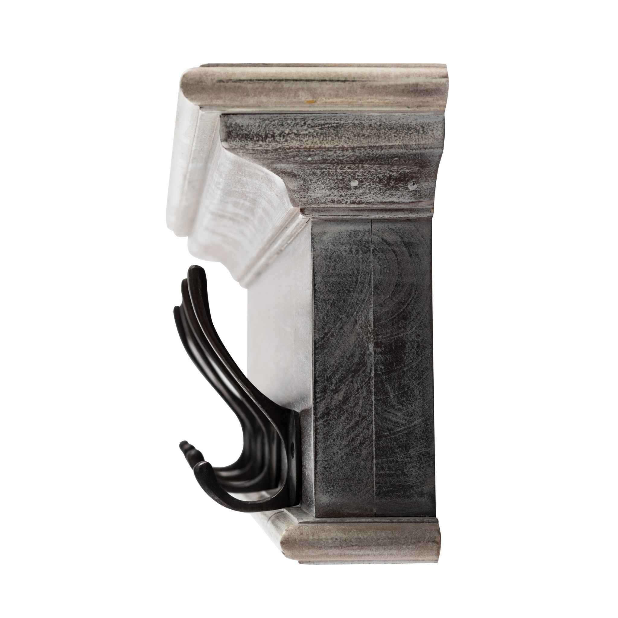 28" Brown Solid Wood Four Hook Wall Mount Coat Rack