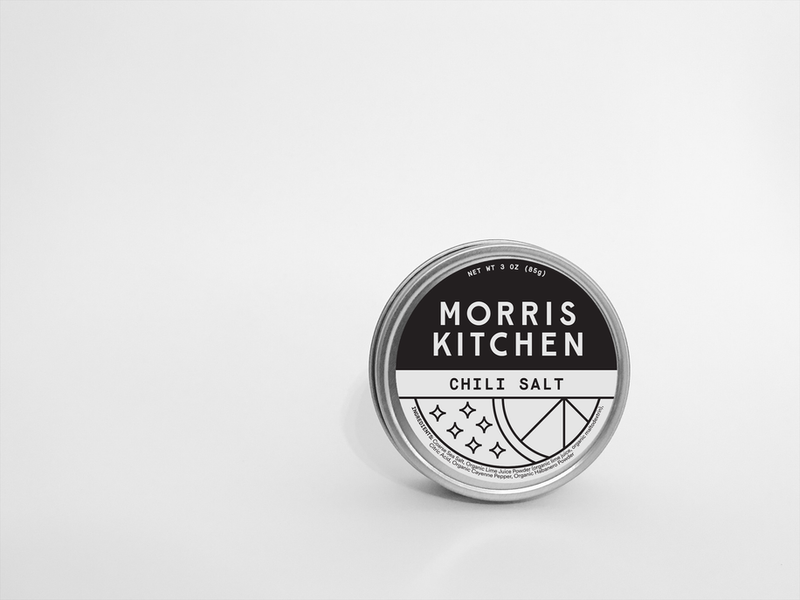 Morris Kitchen Chili Salt metal tin with round logo and label