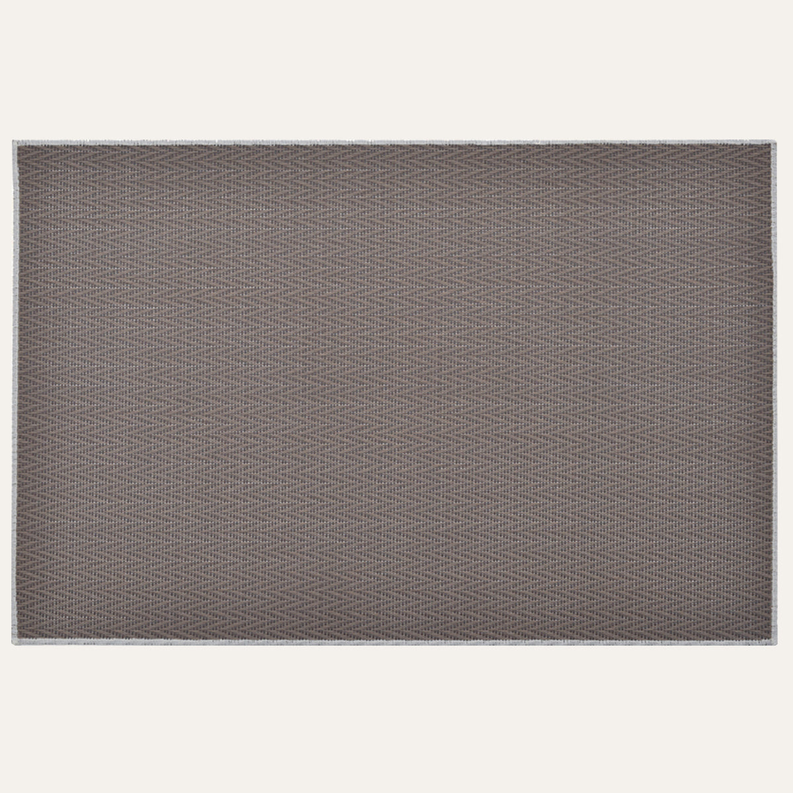 Dark gray PVC placemat with woven texture, rectangular with rounded corners