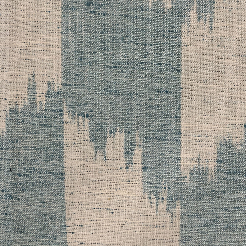 Blue and beige abstract throw pillow cover with textured woven fabric