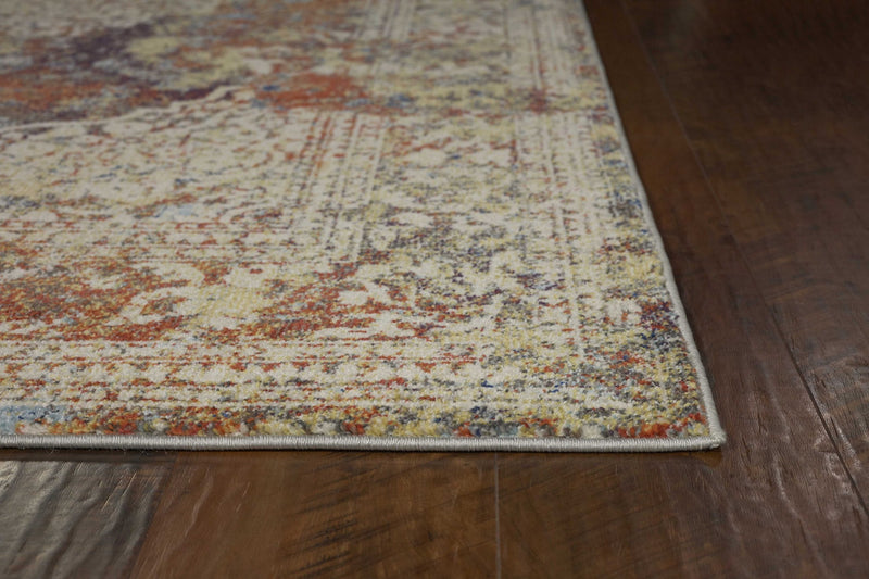 5' X 8' Multi Color Vintage Bordered Indoor Area Rug