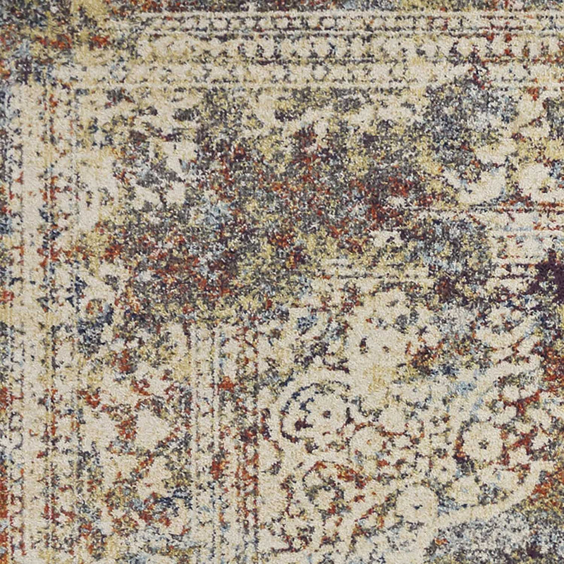 5' X 8' Multi Color Vintage Bordered Indoor Area Rug