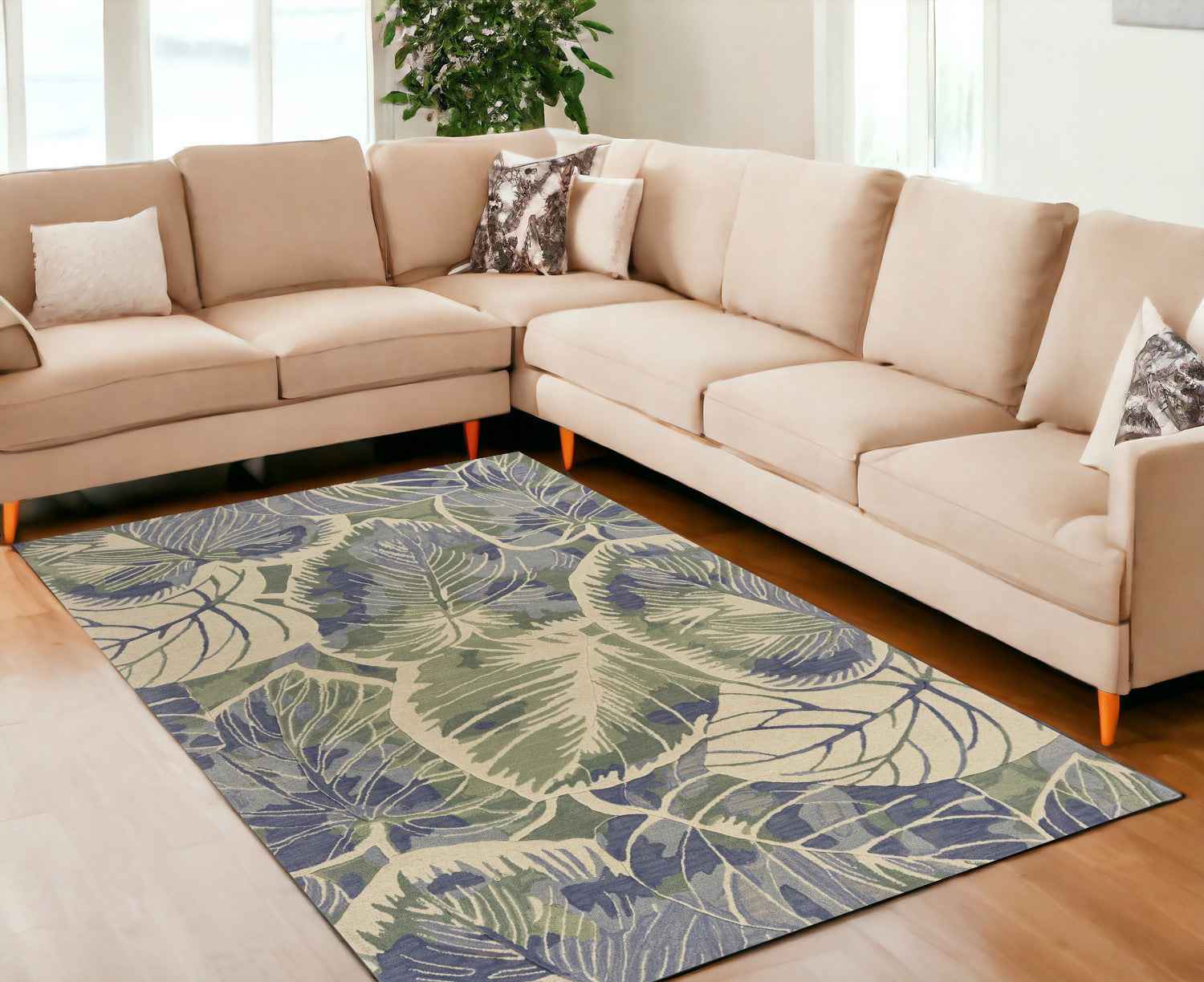 9' X 12' Blue Wool Handmade Area Rug