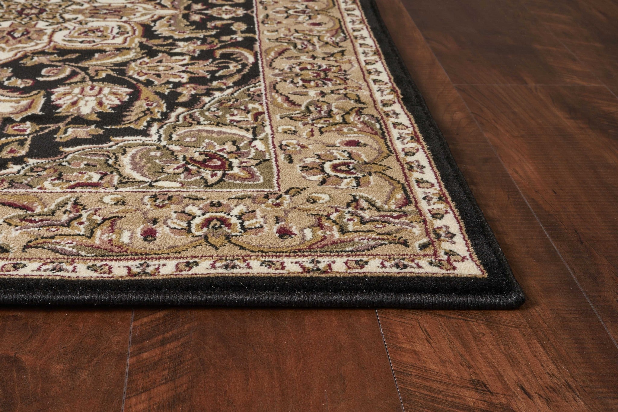 3' X 5' Black And Beige Floral Medallion Area Rug - Home & Garden