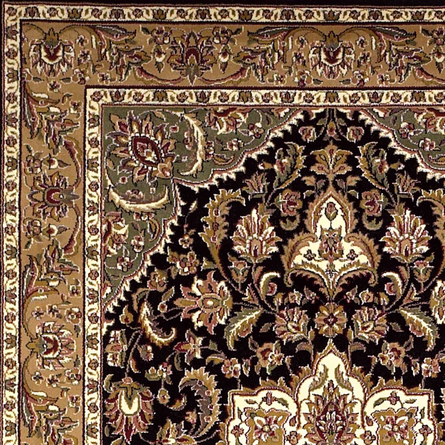 3' X 5' Black And Beige Floral Medallion Area Rug - Home & Garden