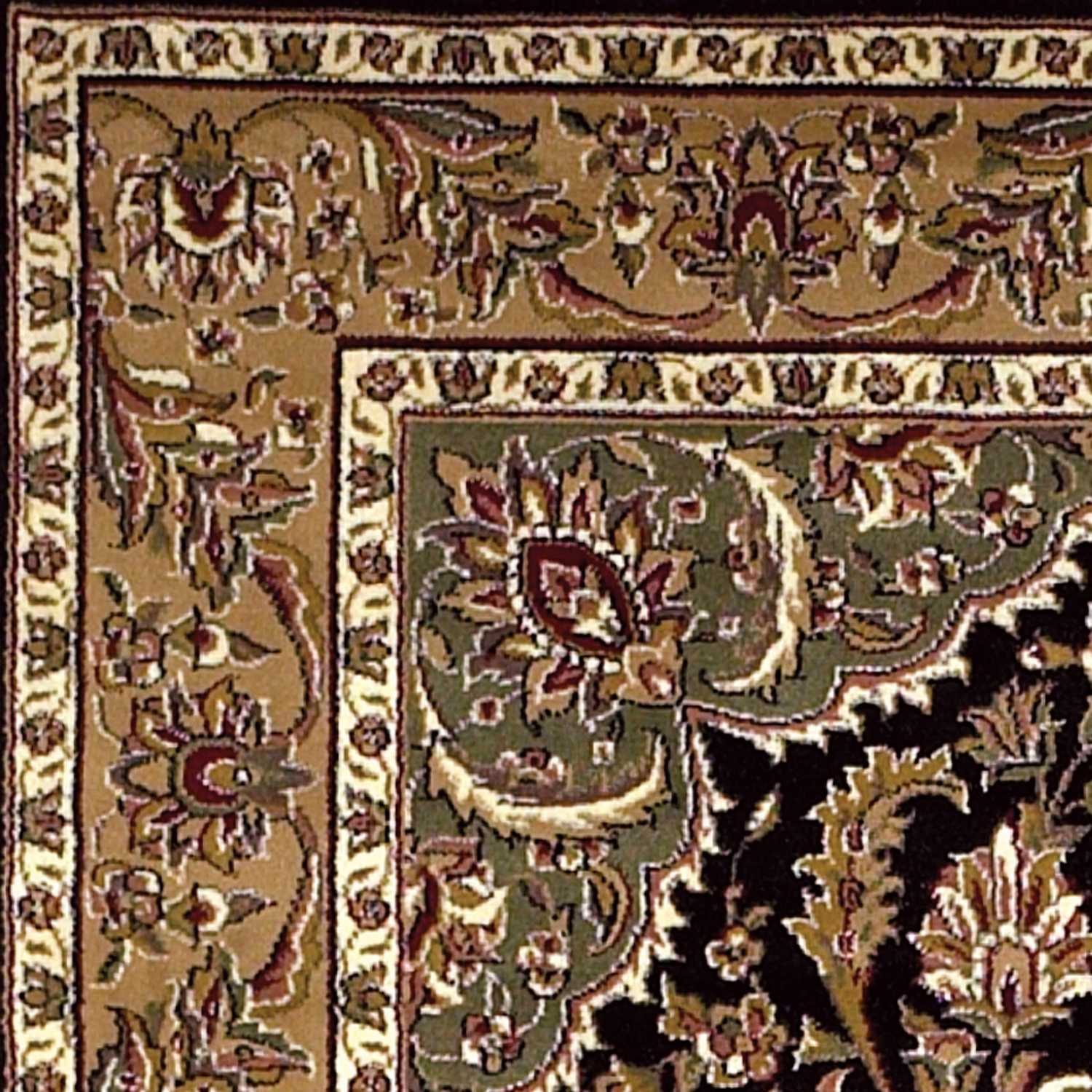 3' X 5' Black And Beige Floral Medallion Area Rug - Home & Garden