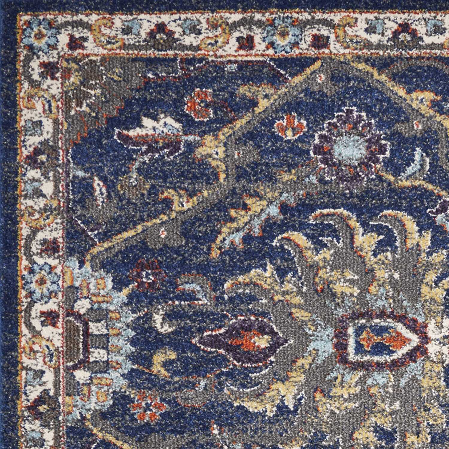 3' X 5' Royal Blue Gold And Gray Medallion Area Rug - Home & Garden