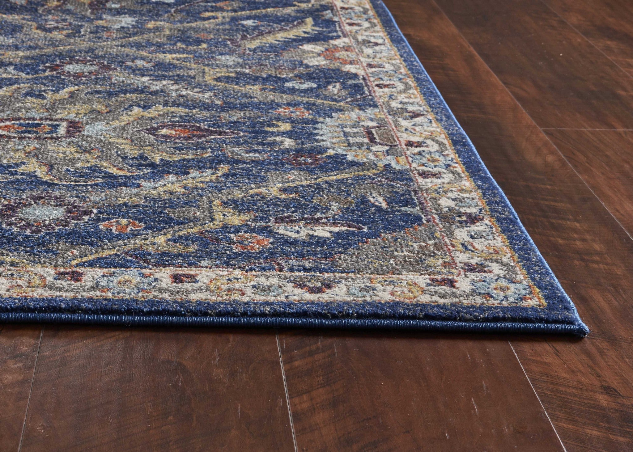3' X 5' Royal Blue Gold And Gray Medallion Area Rug - Home & Garden