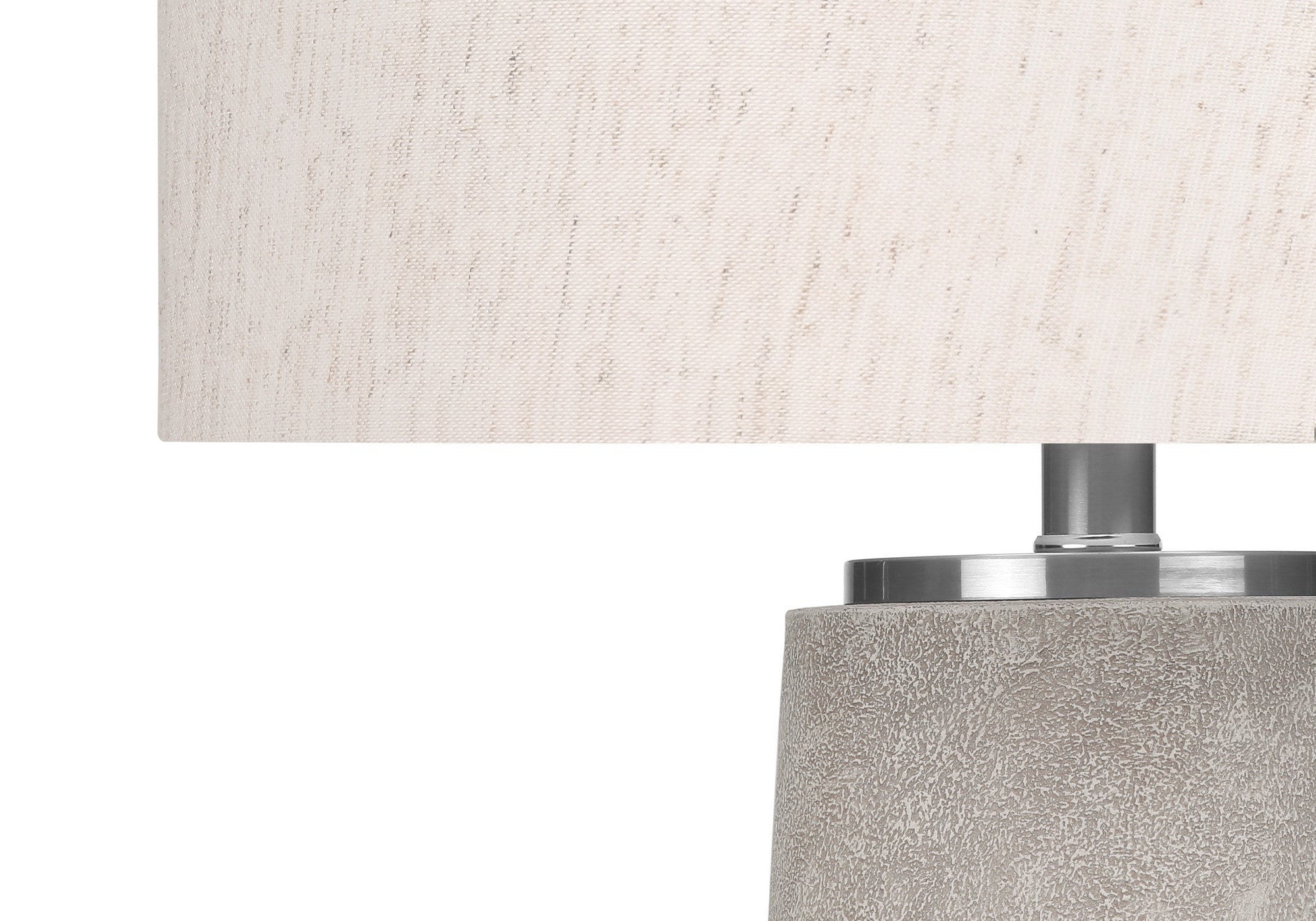 29" Gray and Silver Cylinder Table Lamp With Ivory Drum Shade - Lighting