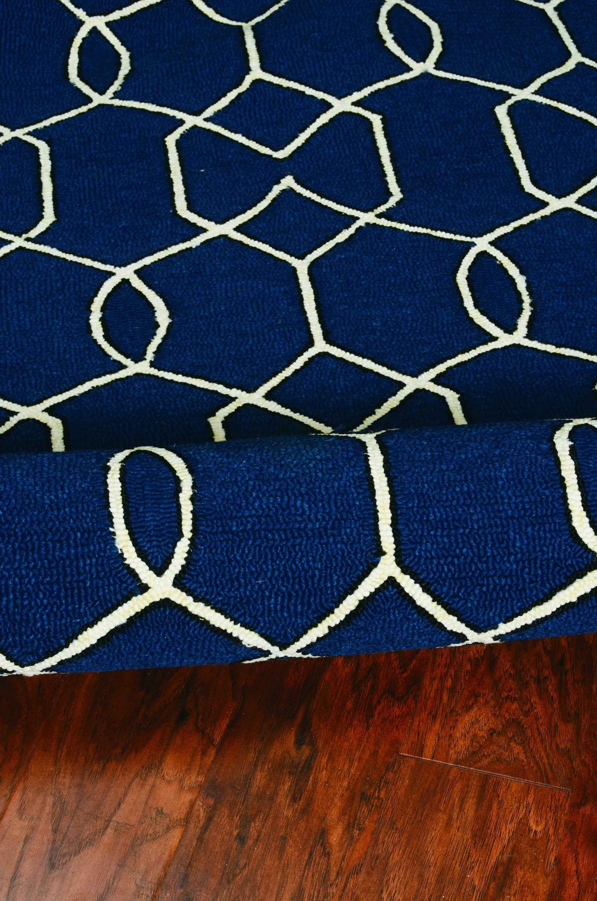 8' X 11' Navy Blue Moroccan Indoor Outdoor Area Rug