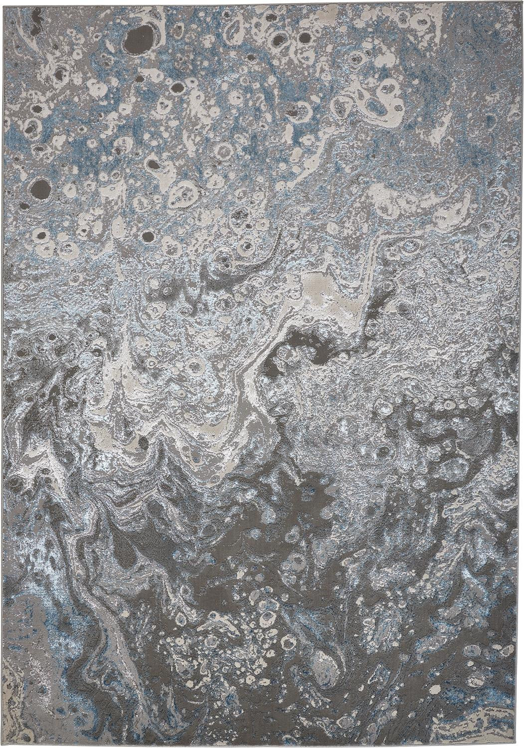5' X 8' Blue and Gray Abstract Power Loom Area Rug - Home & Garden