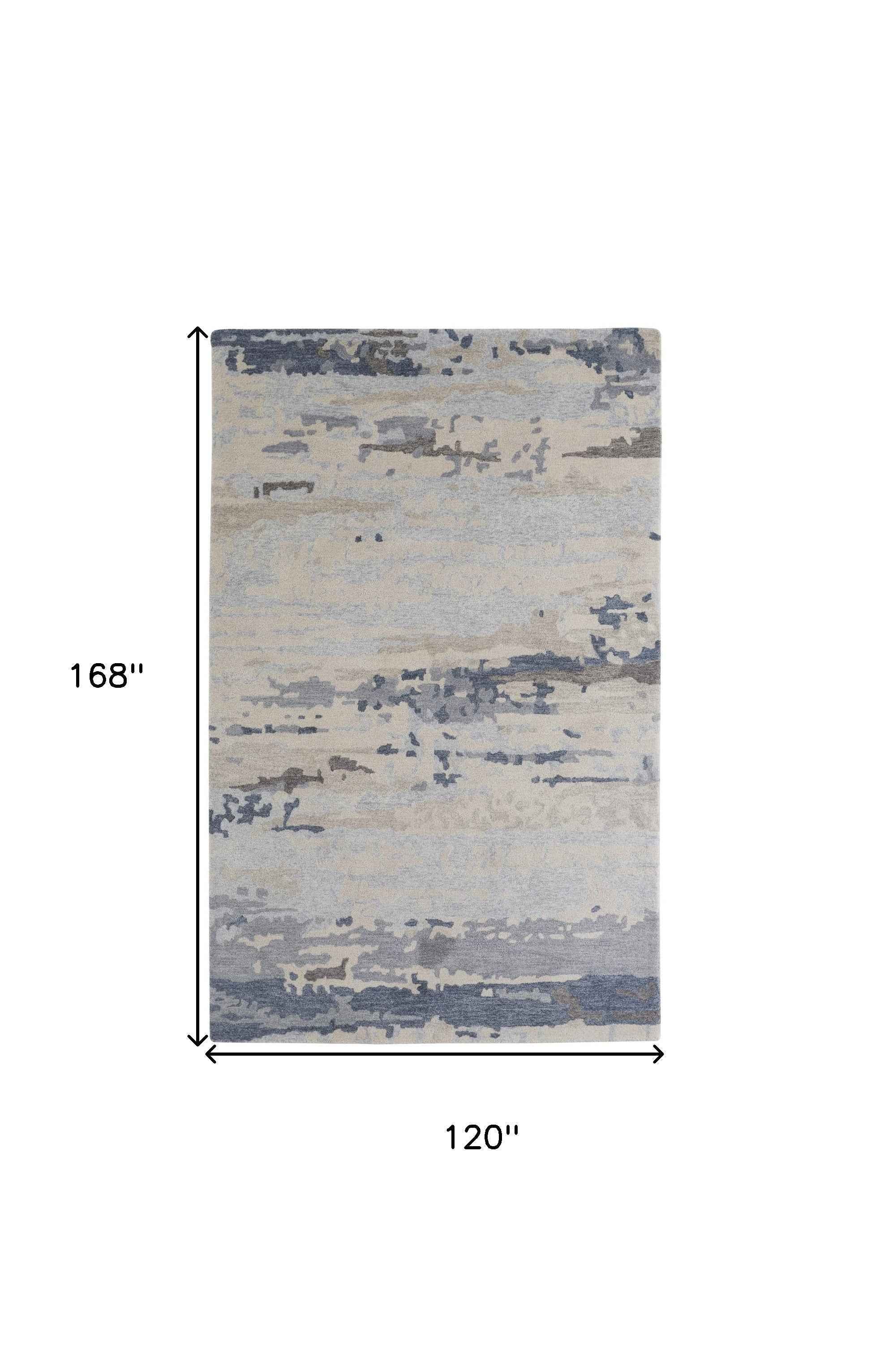 10' x 14' Blue and Gray Abstract Hand Tufted Area Rug