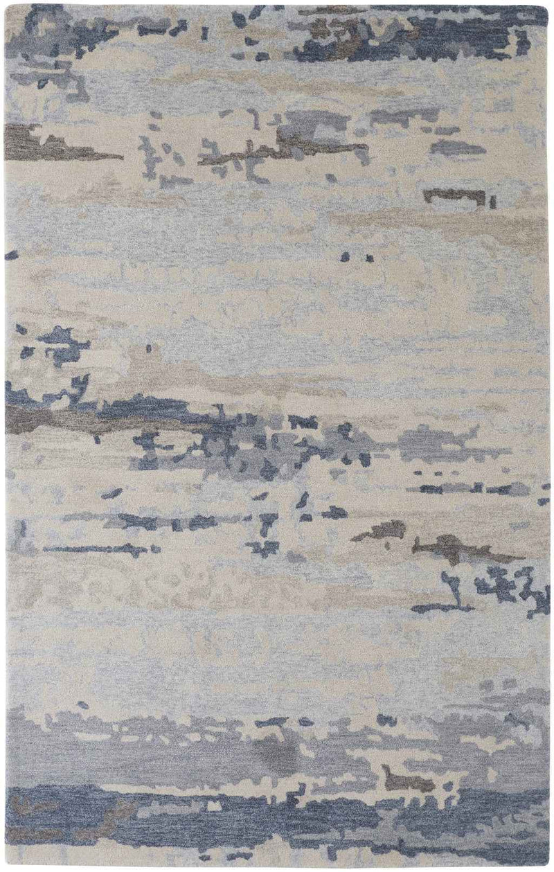 10' x 14' Blue and Gray Abstract Hand Tufted Area Rug