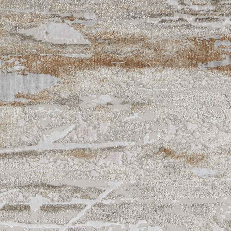 10' Beige and Ivory Abstract Power Loom Distressed Runner Rug