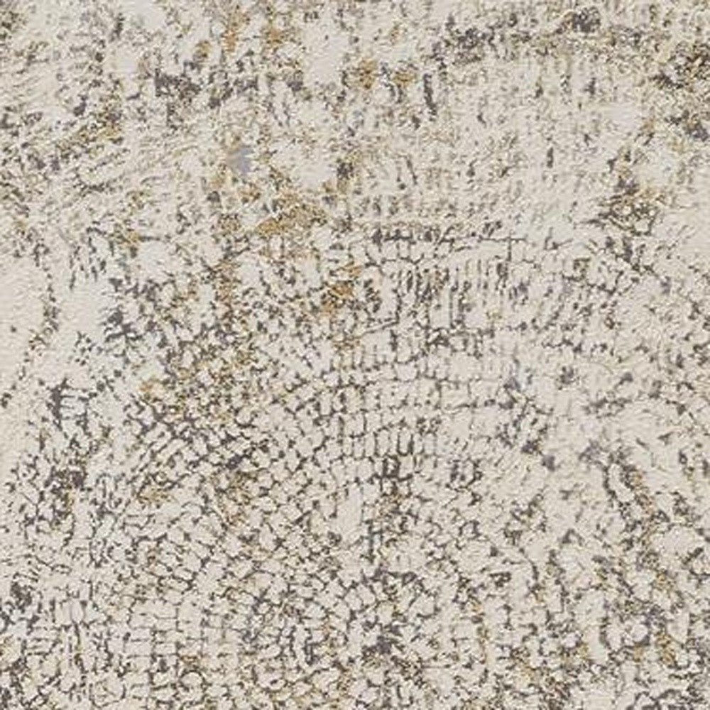 8' Gray Ivory And Tan Abstract Distressed Runner Rug - Home & Garden