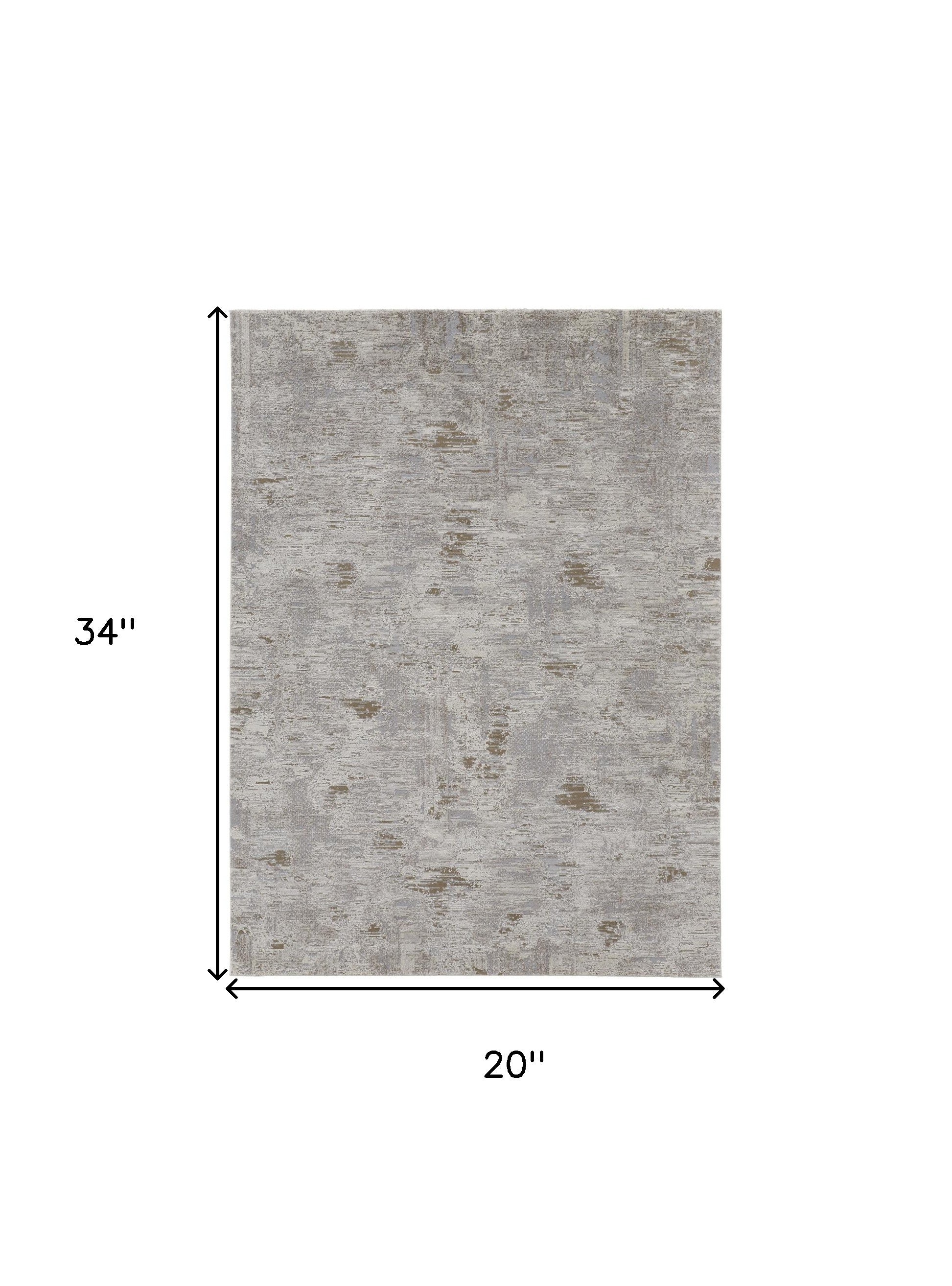 2' X 3' Gray Ivory And Tan Abstract Distressed Area Rug - Home & Garden