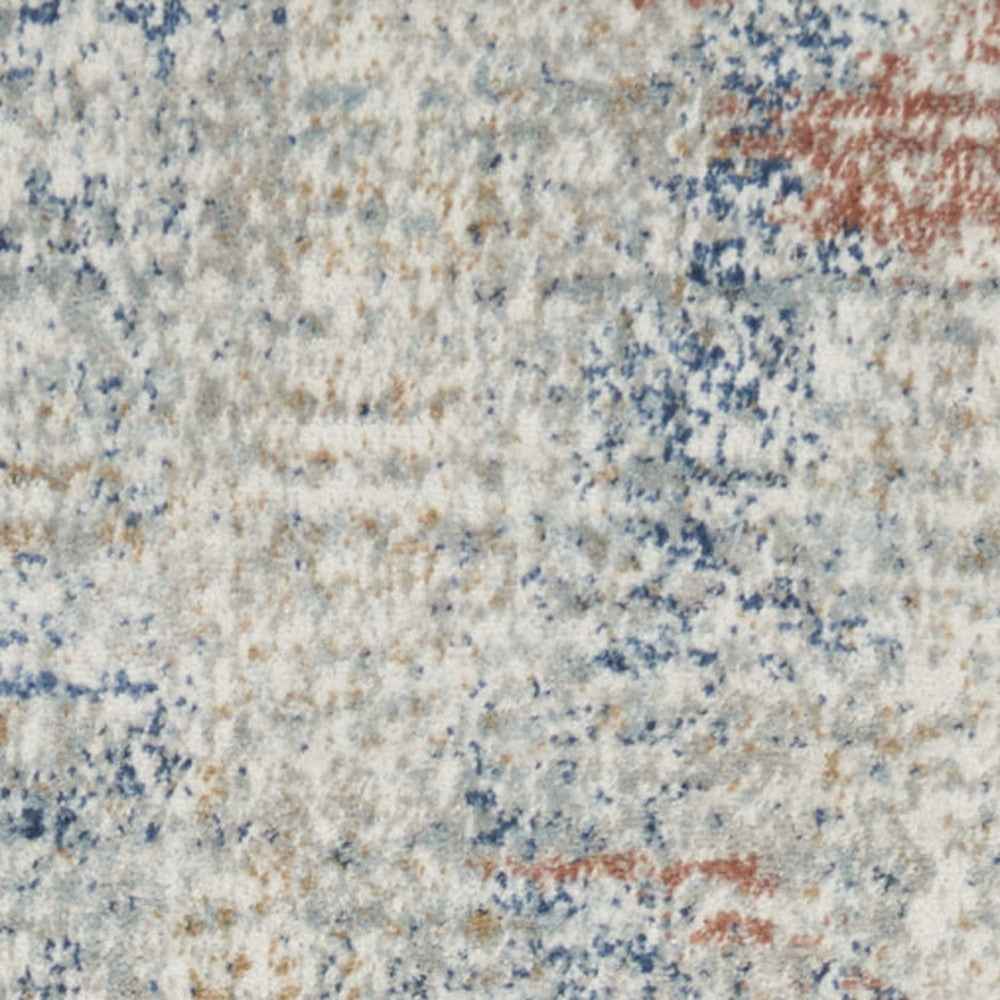 2' X 8' Ivory Abstract Power Loom Distressed Non Skid Runner Rug