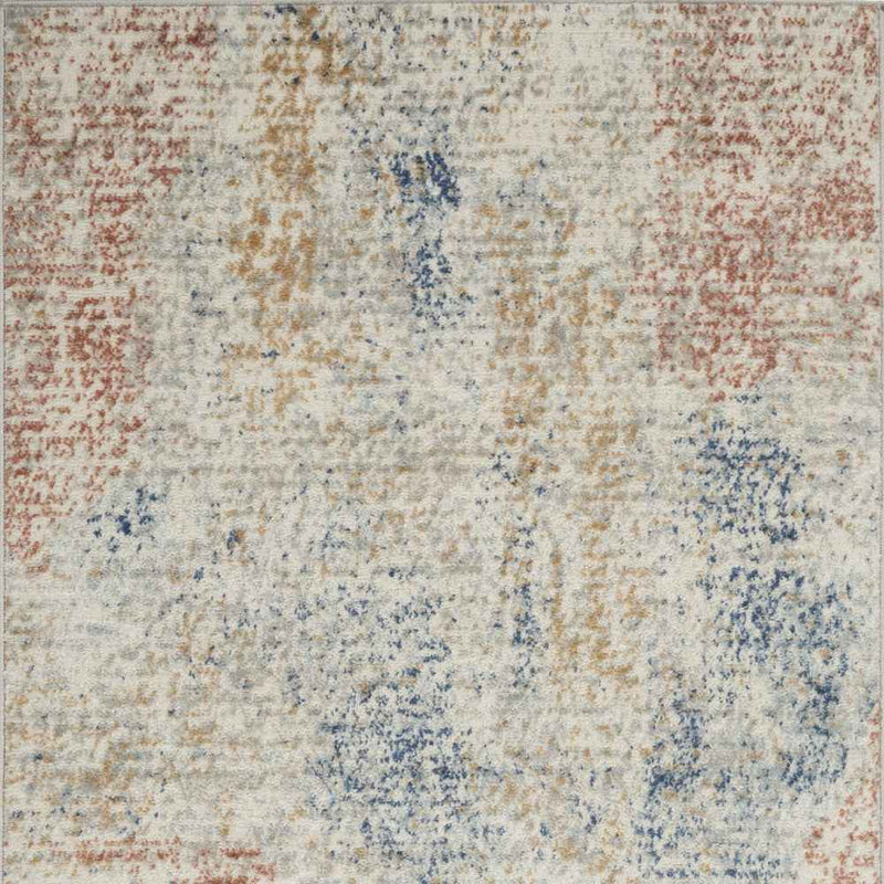 3' X 5' Ivory Abstract Power Loom Distressed Non Skid Area Rug