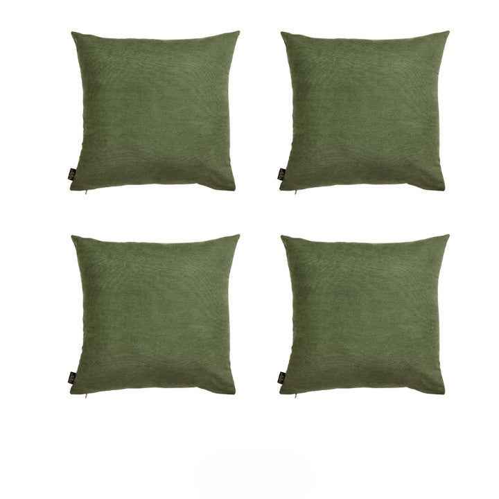 Set Of Four 20" X 20" Fern Green Polyester Zippered Pillow Cover