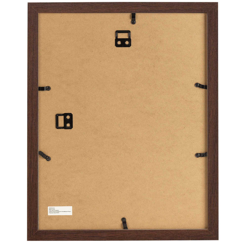 Back of framed wall art with kraft backing and metal hanging clips