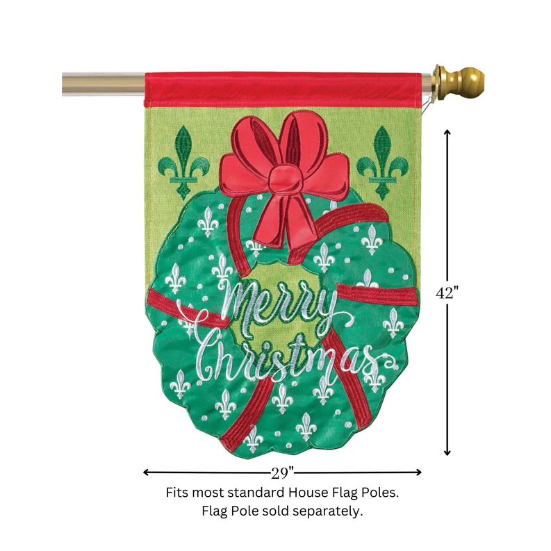 Flag Christmas Wreath 29x42 - Brown/ Green / 1 - Religious Jewelry