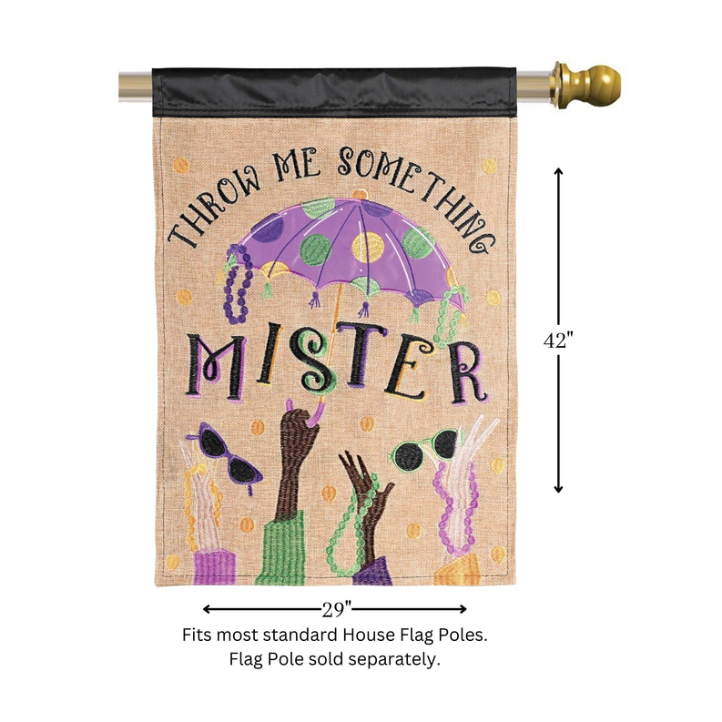 Flag Throw Me Something Mister 29x42 - Brown/ Purple / 1 - Religious Jewelry