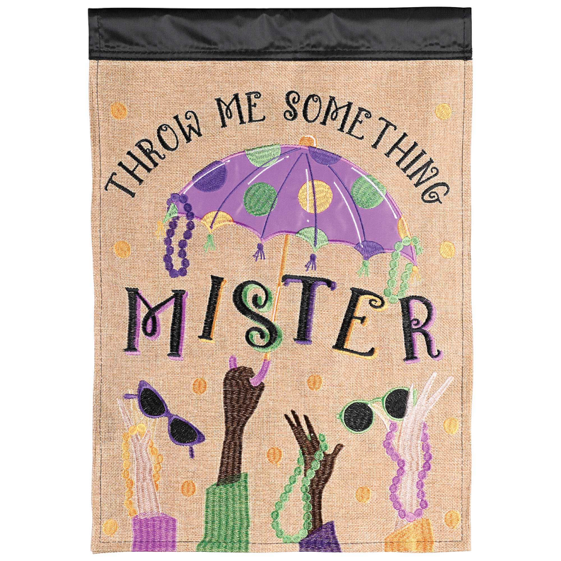 Flag Throw Me Something Mister 29x42 - Brown/ Purple / 1 - Religious Jewelry