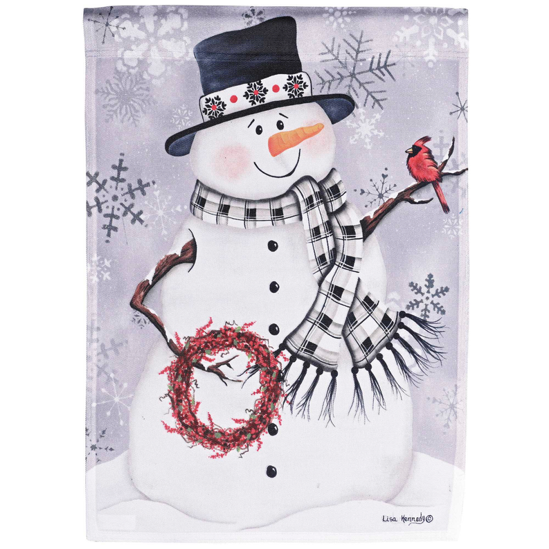 Flag Snowman With Berry Wreath 30x44 - White/Black / 1 - Religious Jewelry