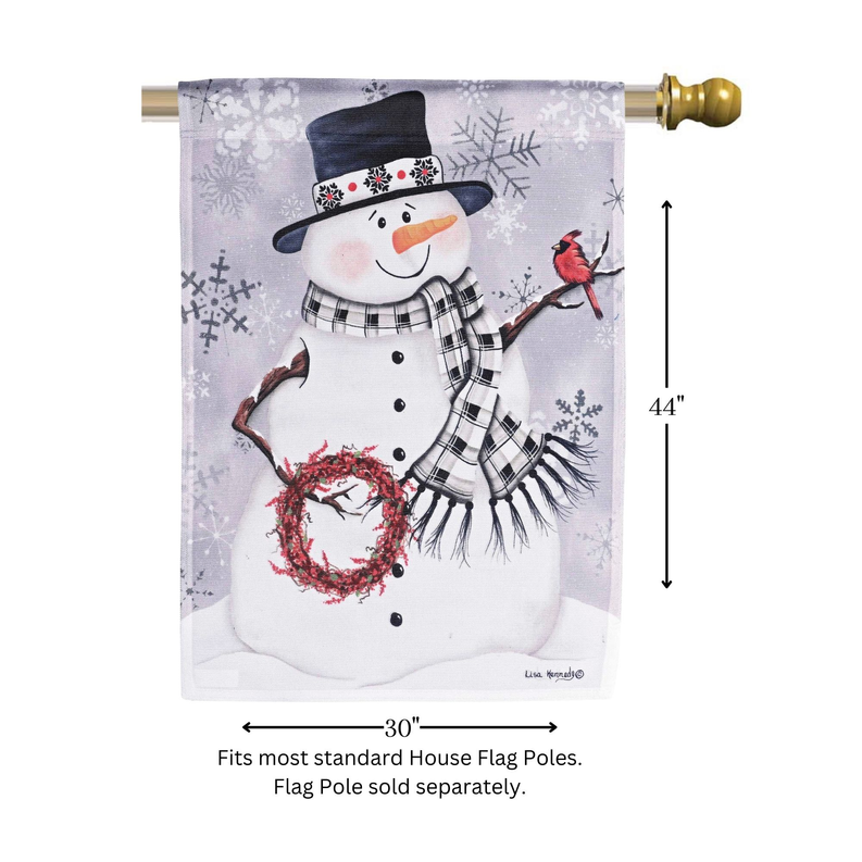 Flag Snowman With Berry Wreath 30x44 - White/Black / 1 - Religious Jewelry