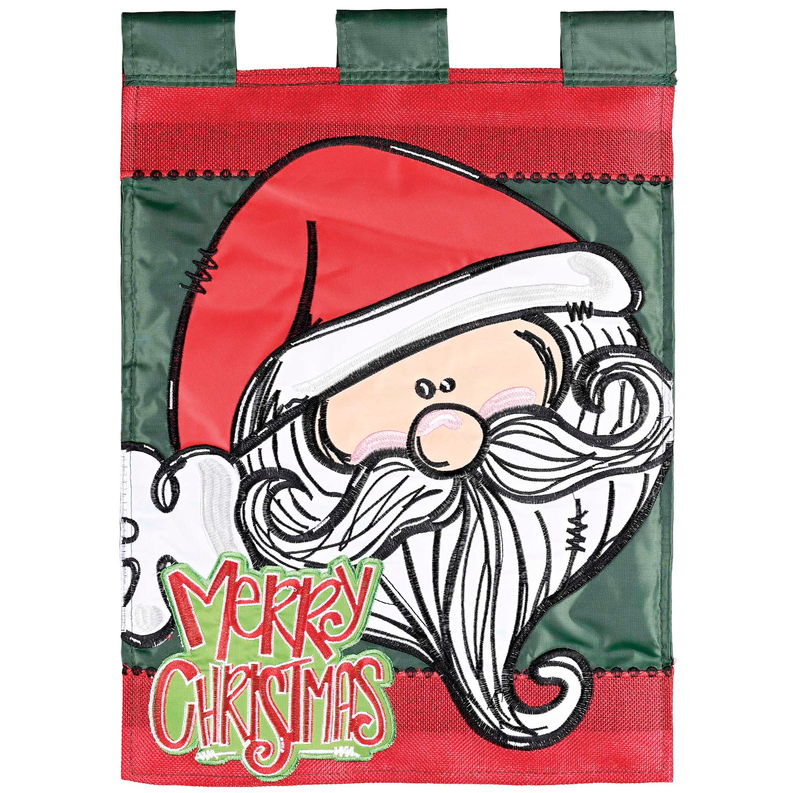 Flag Santa Merry Christmas 13x18 - Red/ Green / 1 - Religious Jewelry