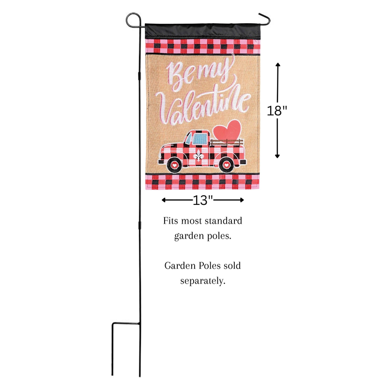 Flag Be My Valentine Truck 13x18 - Brown/ Red / 1 - Religious Jewelry