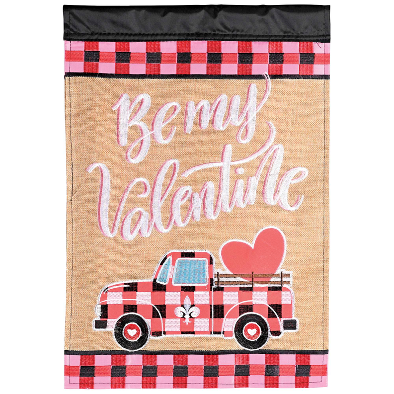 Flag Be My Valentine Truck 13x18 - Brown/ Red / 1 - Religious Jewelry