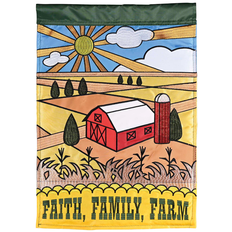 Flag Barn Faith Family Farm 13x18 - Yellow/ Green / 1 - Religious Jewelry