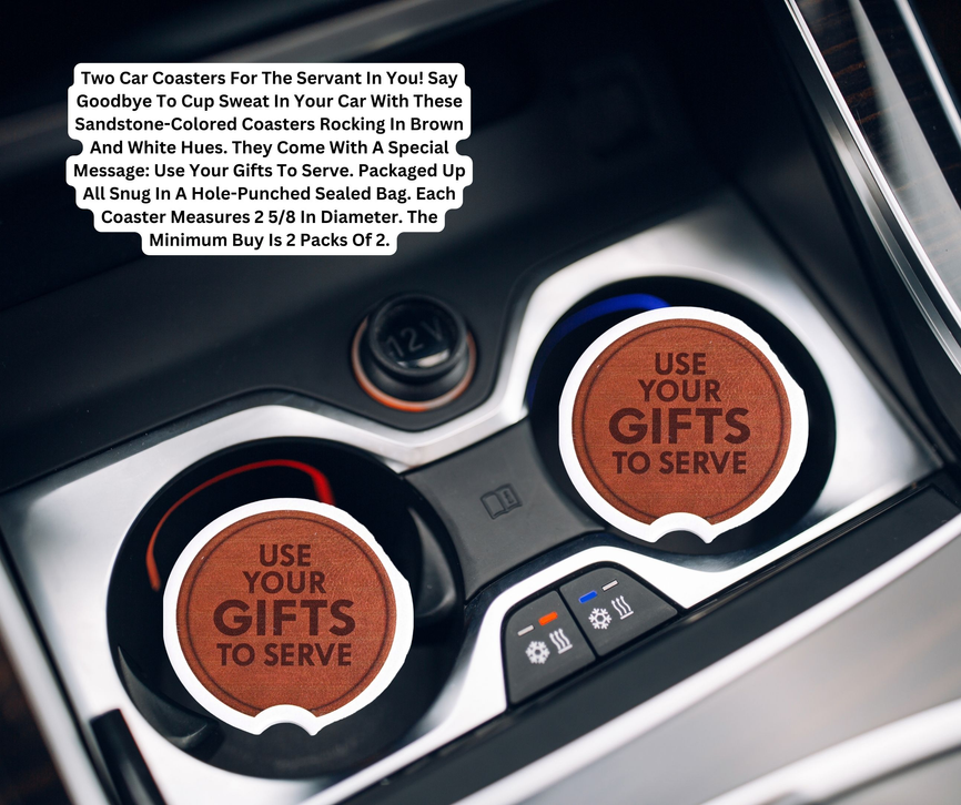 Car Coasters Use Your Gifts To Serve 2Pk - BRN / 1 - Religious Jewelry