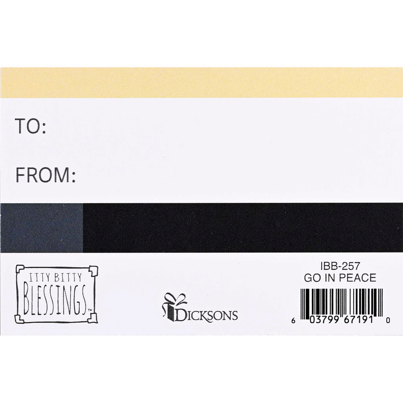 Greeting card back with TO/FROM lines, “Itty Bitty Blessings” and Dicksons logo.