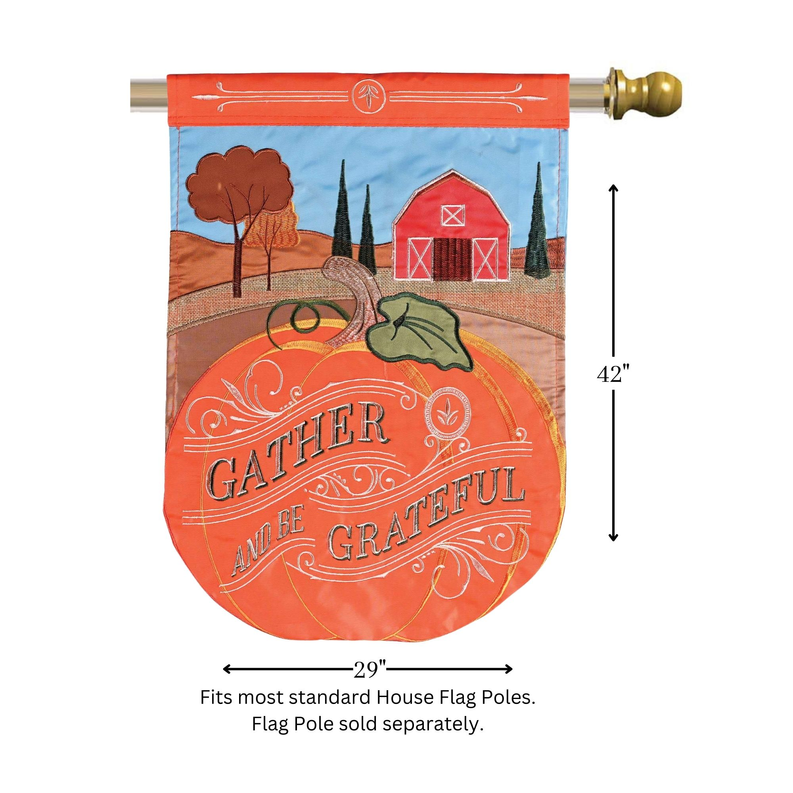 Flag Gather And Be Grateful 29x42 - Orange/ Brown / 1 - Religious Jewelry